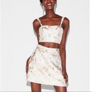 Express Cutout Mini Dress Ivory & Gold Size: 12